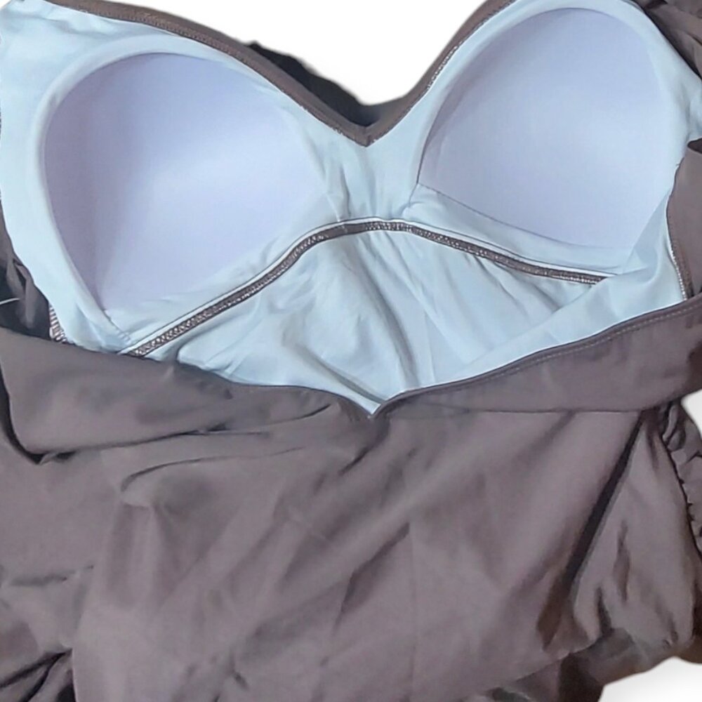 Aidonger One-Piece Swimdress Tummy Control V-Neck Tie Knot Swimsuit Size L NWT - Picture 6 of 8